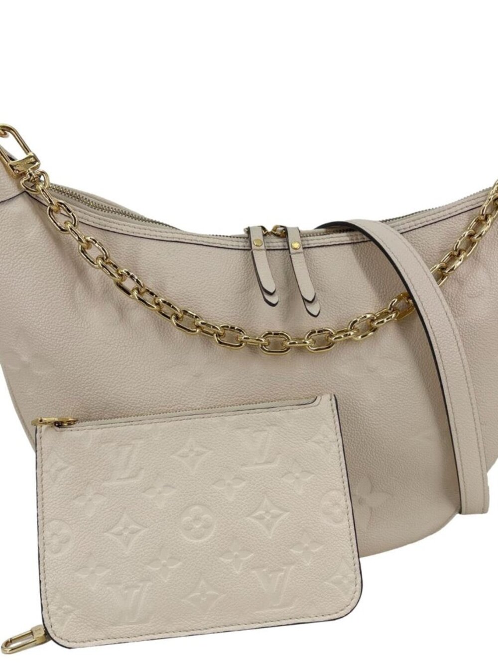 Louis Vuitton Loop Giant Monogram Empreinte Hobo Shoulder Bag Cream